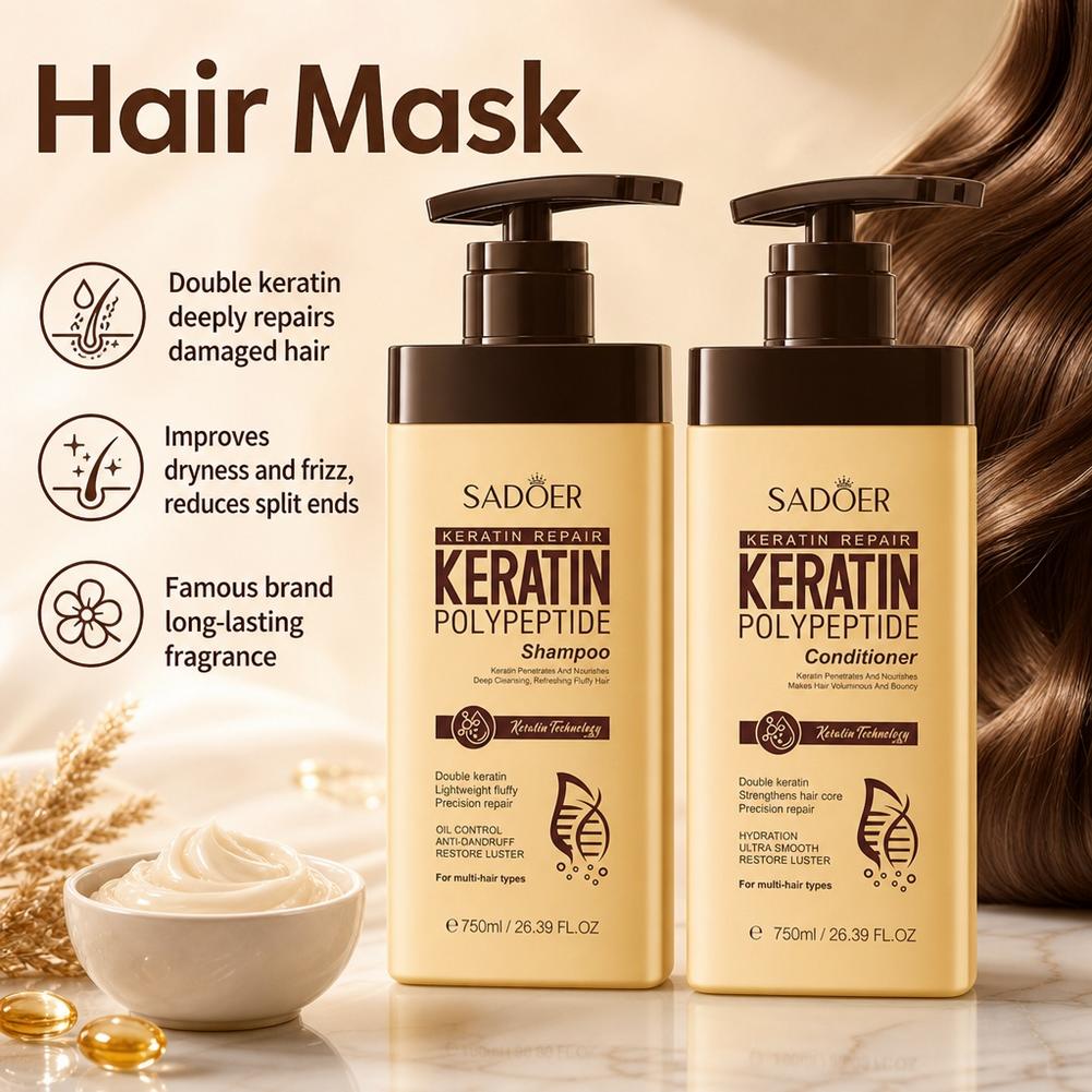 Hair Care Keratin Treatment - مجموعة شامبو وبلسم الكيراتين، علاج عميق